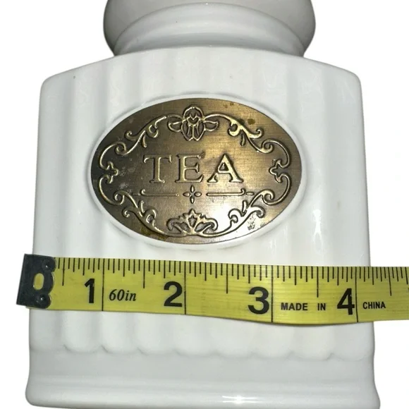 White Ceramic Sugar and Tea Canister Set - Picture 4 of 6